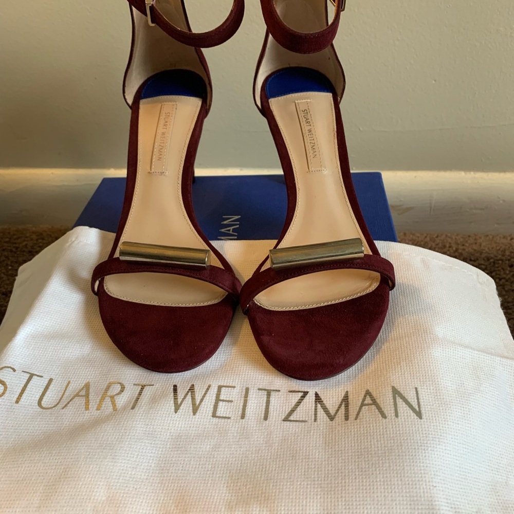 Stuart Weitzman Deep Red Suede Heels
